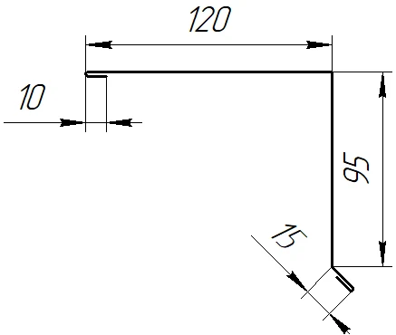 Планка торцевая 120x95x2000 мм, 5005 сигнальный синий глянцевый