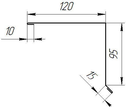 Планка торцевая 120x95x2000 мм, Картэн тёмный