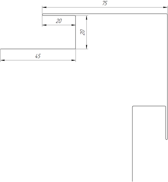 Планка угла наружного сложная 75x75x2000 мм, 8004 медно-коричневый глянцевый