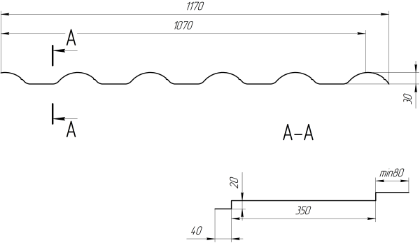 Профиль Лира 1170/1070х0,45 мм, Дуб Сантана 3D