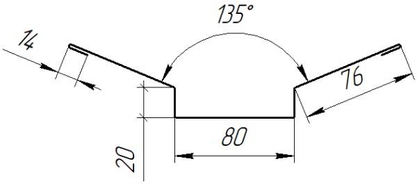 Планка ендовы верхняя 76x76x2000 мм, Картэн тёмный