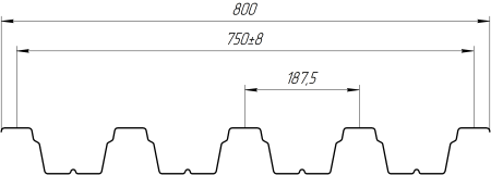 Профнастил Н75 800/750x0,7 мм, цинк
