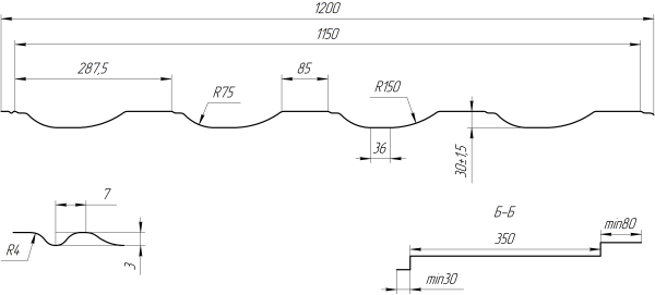 Металлочерепица Геркулес 30 1200/1150x0,5 мм, 8017 шоколадно-коричневый PUR Pruf