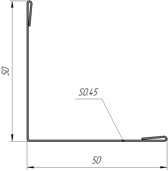 Планка завершающая 10x50x50x10 мм, Орех 3D