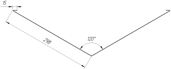 Планка ендовы нижняя 298x298x2000 мм, Картэн тёмный